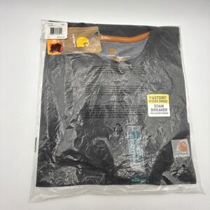 Carhartt‎ Mens Large L Relaxed Fit Short Sleeve Shirt Gray FASTDRY Stain Breaker